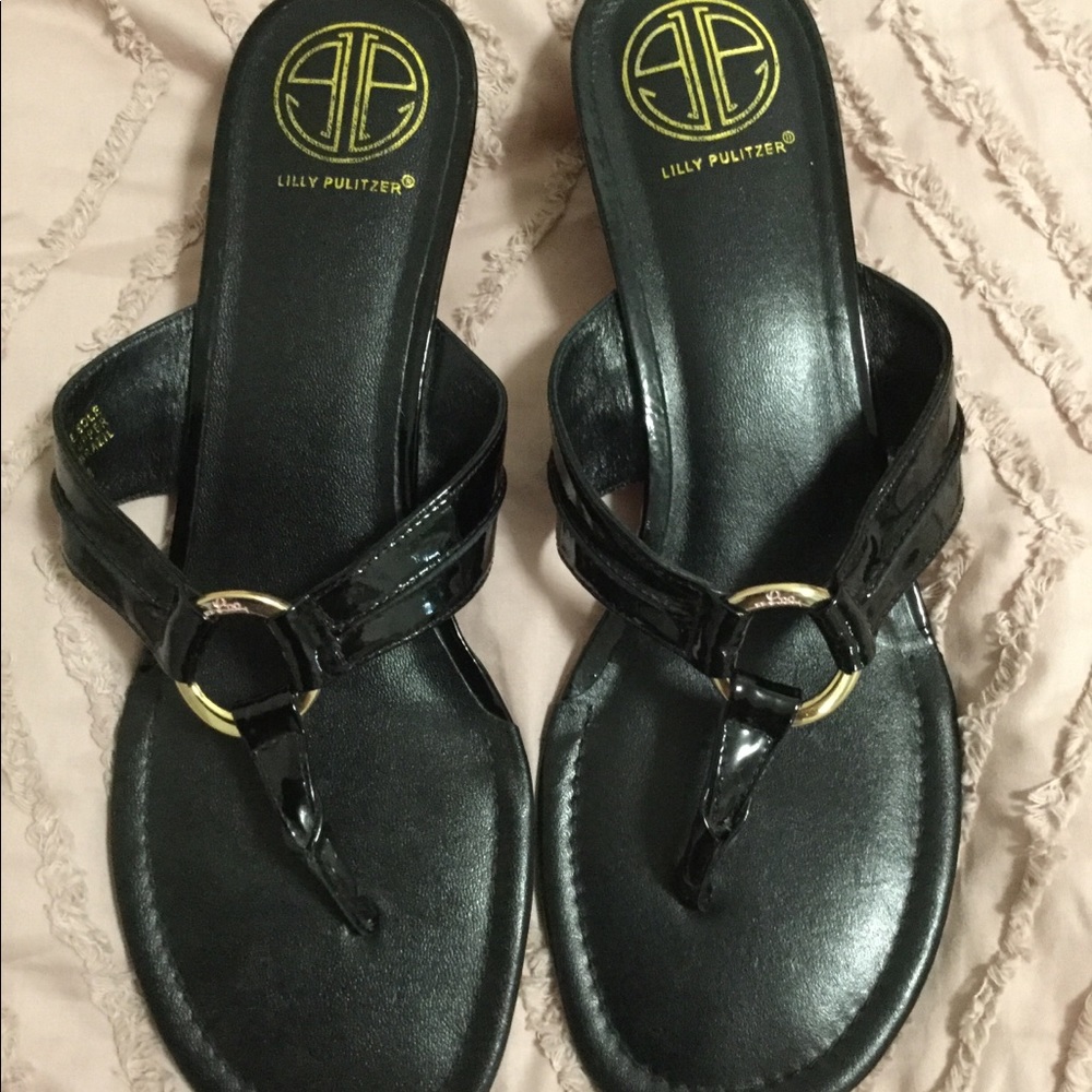 Lilly Pulitzer Black Phipps Wedge Sandal